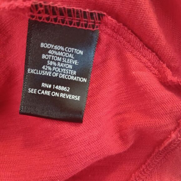 Torrid Red Eyelet Sleeve Peasant Babydoll Top Size 0 (L) Cotton Modal - Picture 8 of 10